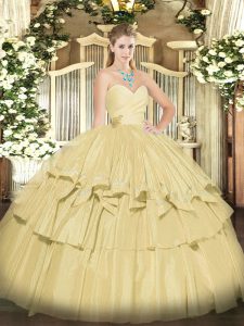 Yellow Sleeveless Taffeta Lace Up Quince Ball Gowns for Military Ball and Sweet 16 and Quinceanera