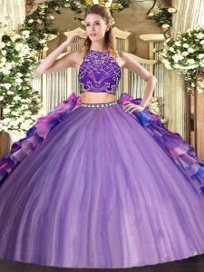 Multi-color Sleeveless Tulle Zipper Quinceanera Gowns for Military Ball and Sweet 16 and Quinceanera