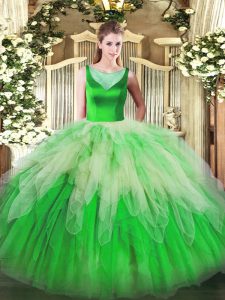 Inexpensive Floor Length Side Zipper Sweet 16 Dresses Multi-color for Sweet 16 and Quinceanera with Beading and Ruffles