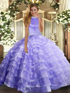 Unique Floor Length Ball Gowns Sleeveless Lavender Vestidos de Quinceanera Backless