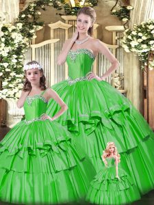 Sumptuous Organza Sleeveless Floor Length Quinceanera Gowns and Beading and Ruffled Layers