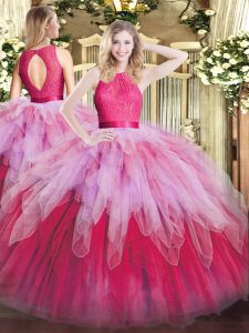 Multi-color Zipper Quinceanera Dress Ruffles Sleeveless Floor Length