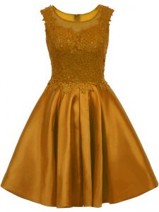 Great Brown Scoop Zipper Lace Court Dresses for Sweet 16 Sleeveless
