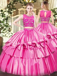 Tulle Sleeveless Floor Length Sweet 16 Dresses and Beading and Ruffled Layers