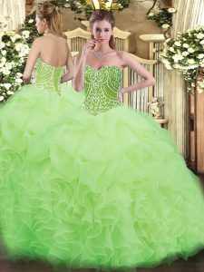 Floor Length Yellow Green Quinceanera Dress Sweetheart Sleeveless Lace Up