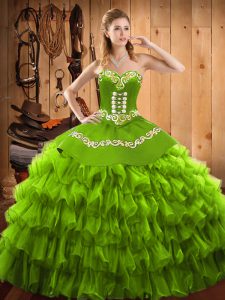 Edgy Ball Gowns Sweet 16 Dresses Sweetheart Satin and Organza Sleeveless Floor Length Lace Up