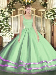 Apple Green Straps Zipper Ruffled Layers 15 Quinceanera Dress Sleeveless