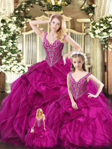 Sleeveless Lace Up Floor Length Ruffles Sweet 16 Dress