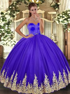 Lavender Tulle Lace Up Quinceanera Dress Sleeveless Floor Length Appliques
