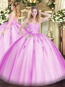 Floor Length Ball Gowns Sleeveless Lilac Ball Gown Prom Dress Lace Up