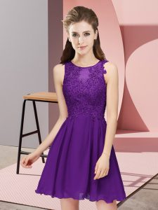 Purple Damas Dress Prom and Party and Wedding Party with Appliques Scoop Sleeveless Zipper