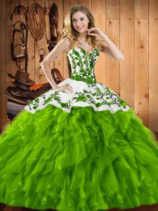 Decent Ball Gowns Quinceanera Dresses Sweetheart Satin and Organza Sleeveless Floor Length Lace Up