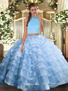 Sleeveless Beading and Ruffled Layers Backless Quinceanera Dresses