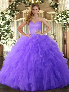 Floor Length Ball Gowns Sleeveless Lavender Quinceanera Dresses Lace Up