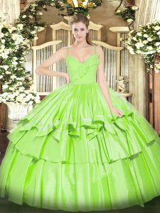 Free and Easy Ball Gowns Quince Ball Gowns Spaghetti Straps Taffeta Sleeveless Floor Length Zipper