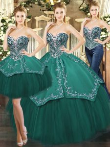 Sleeveless Lace Up Floor Length Beading and Appliques Quince Ball Gowns