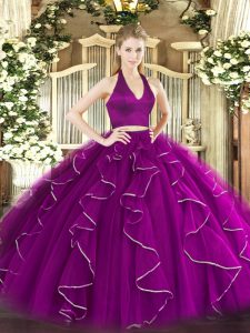 Sumptuous Purple Sleeveless Floor Length Ruffles Zipper Quinceanera Dresses