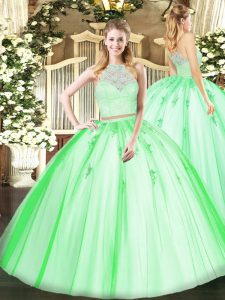 Attractive Zipper Ball Gown Prom Dress Lace and Appliques Sleeveless Floor Length