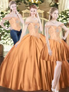 Brown Lace Up Quinceanera Dresses Beading Sleeveless Floor Length
