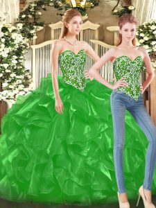 Fabulous Ball Gowns Quinceanera Gowns Green Sweetheart Tulle Sleeveless Floor Length Lace Up