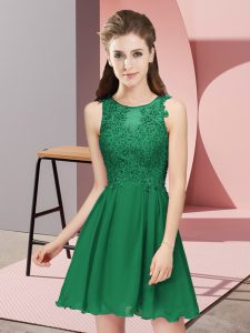 Mini Length Empire Sleeveless Dark Green Vestidos de Damas Zipper