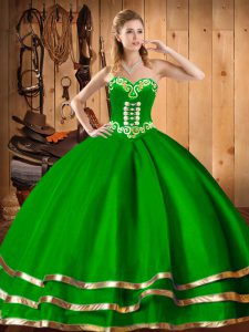Decent Floor Length Ball Gowns Sleeveless Dark Green Quinceanera Gowns Lace Up