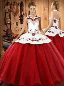 Deluxe Floor Length Ball Gowns Sleeveless Wine Red Vestidos de Quinceanera Lace Up