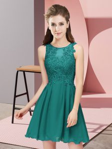 Free and Easy Turquoise Scoop Neckline Appliques Quinceanera Court Dresses Sleeveless Zipper