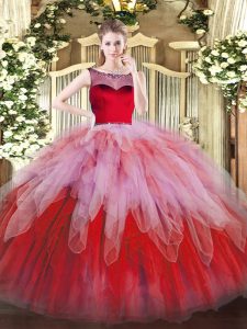 Multi-color Sleeveless Organza Zipper Quinceanera Dress for Sweet 16 and Quinceanera