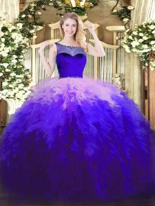 Fantastic Multi-color Sleeveless Tulle Zipper 15th Birthday Dress for Sweet 16 and Quinceanera