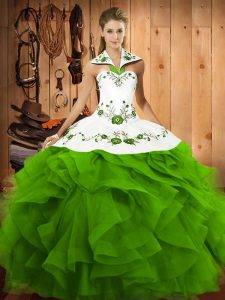 Floor Length Ball Gowns Sleeveless Quinceanera Gowns Lace Up