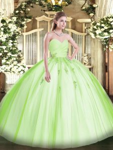 Sleeveless Beading and Appliques Lace Up Quinceanera Gown