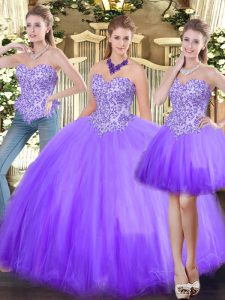Sweet Tulle Sleeveless Floor Length Quinceanera Dresses and Beading
