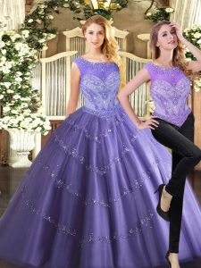 Most Popular Beading Quinceanera Dresses Lavender Zipper Sleeveless Floor Length