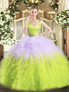 Multi-color Sleeveless Organza Zipper 15th Birthday Dress for Military Ball and Sweet 16 and Quinceanera