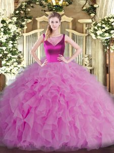 Popular Lilac Sleeveless Organza Side Zipper Quinceanera Dresses for Sweet 16 and Quinceanera