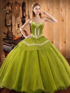 Top Selling Olive Green Sleeveless Floor Length Ruffles Lace Up 15th Birthday Dress