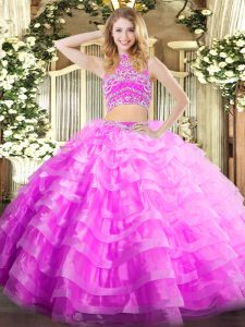 Noble Sleeveless Beading and Ruffled Layers Backless Quinceanera Dress