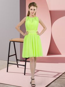Glorious Scoop Sleeveless Zipper Court Dresses for Sweet 16 Yellow Green Chiffon