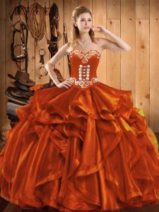 Excellent Sleeveless Embroidery Lace Up Quinceanera Dress
