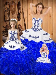 Fantastic Royal Blue Sleeveless Tulle Lace Up Vestidos de Quinceanera for Military Ball and Sweet 16 and Quinceanera