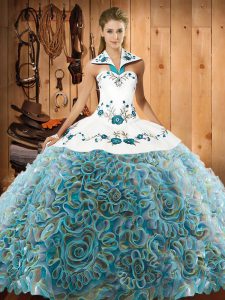 Smart Lace Up 15 Quinceanera Dress Multi-color for Military Ball and Sweet 16 and Quinceanera with Embroidery Sweep Train
