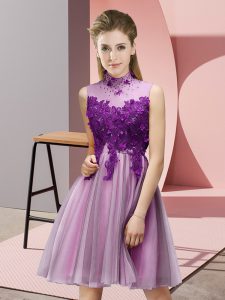 Tulle Sleeveless Knee Length Damas Dress and Appliques