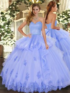 Nice Floor Length Ball Gowns Sleeveless Lavender Quinceanera Dress Lace Up