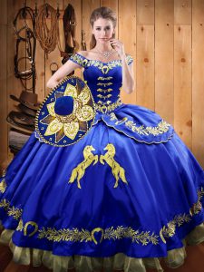 Fabulous Floor Length Ball Gowns Sleeveless Royal Blue Sweet 16 Dresses Lace Up