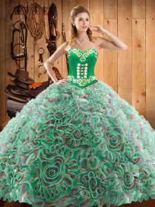 Sleeveless Sweep Train Lace Up With Train Embroidery 15 Quinceanera Dress