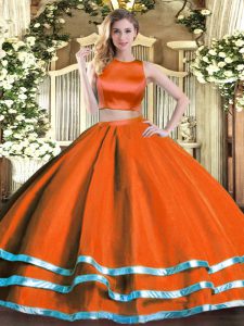 Luxurious Rust Red Criss Cross High-neck Ruching Quinceanera Dresses Tulle Sleeveless
