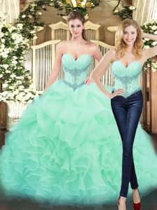 Sweetheart Sleeveless Lace Up Quinceanera Dress Apple Green Organza