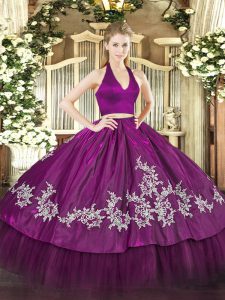 Free and Easy Sleeveless Zipper Floor Length Appliques Quinceanera Gowns