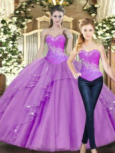Luxurious Sweetheart Sleeveless Lace Up 15 Quinceanera Dress Lilac Tulle